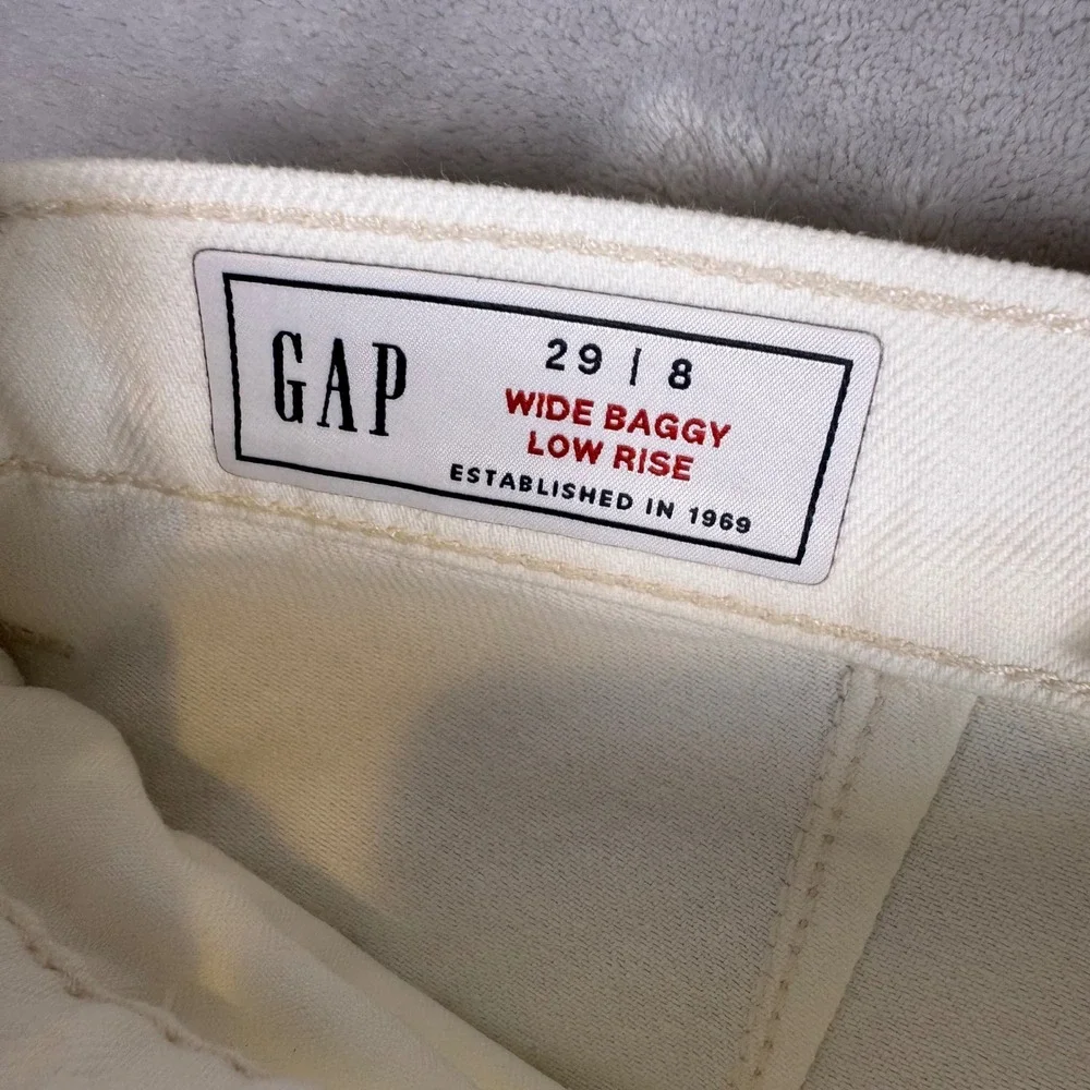 Gap Womens Wide Baggy‎ Low Rise Cargo Pants Off White Size 29/8 NEW